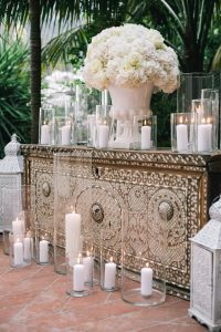 Floral decor for Midsummer Night's Eve-themed white welcome party at this Positano wedding weekend in Villa Tre Ville | Photo by Gianni di Natale
