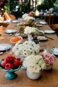 Floral and table decor at champagne bridesmaids brunch at this Positano wedding weekend in Villa Tre Ville | Photo by Gianni di Natale