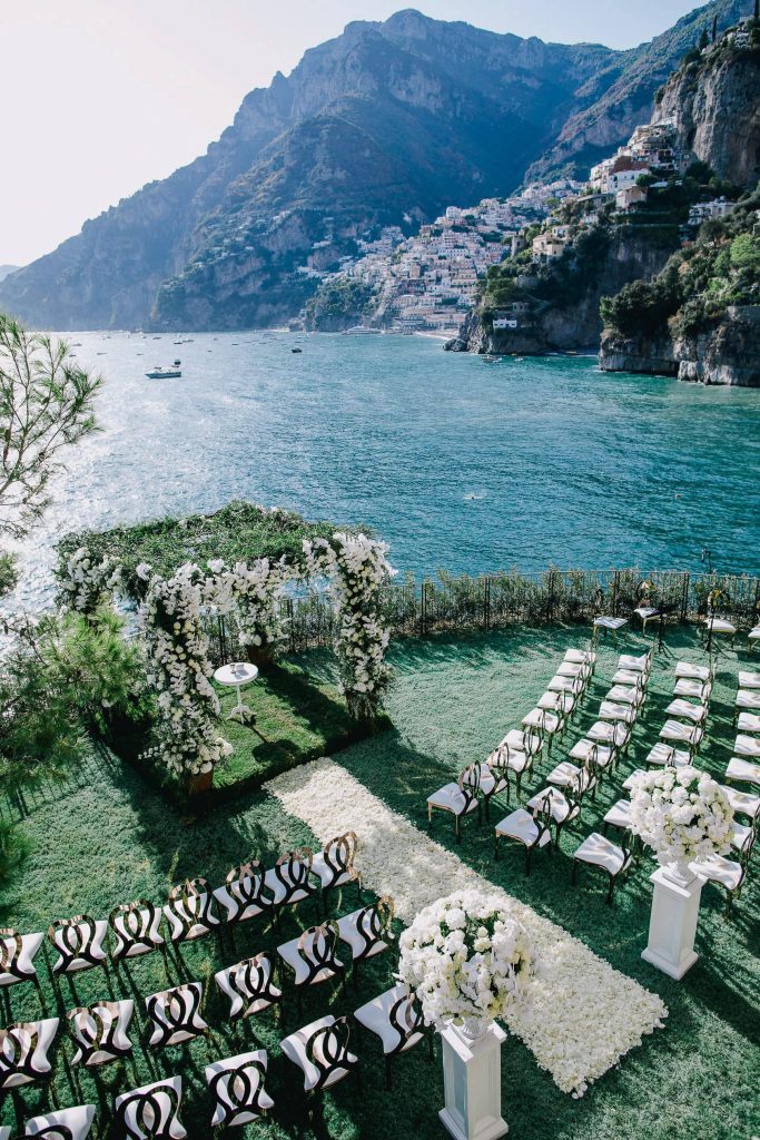 Outdoor ceremony at this Positano wedding weekend in Villa Tre Ville | Photo by Gianni di Natale