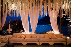 Reception lounge area at this Positano wedding weekend in Villa Tre Ville | Photo by Gianni di Natale