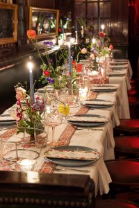 Table set-up at this 40th surprise birthday party at Beatrice Inn in West Village | Photo by Darren Ornitz