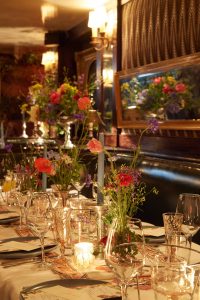 Floral decor at this 40th surprise birthday party at Beatrice Inn in West Village | Photo by Darren Ornitz