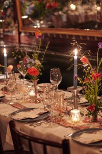 Tablescape at this 40th surprise birthday party at Beatrice Inn in West Village | Photo by Darren Ornitz