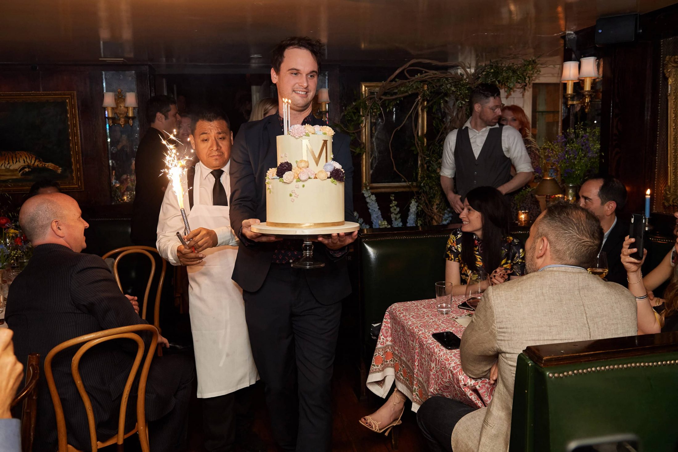 Cake at this 40th surprise birthday party at Beatrice Inn in West Village | Photo by Darren Ornitz