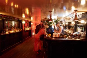 Bar at this 40th surprise birthday party at Beatrice Inn in West Village | Photo by Darren Ornitz