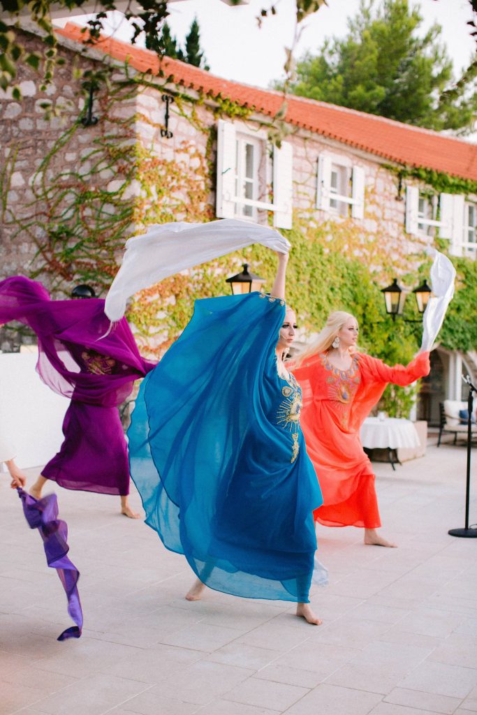 60s-themed welcome party at this Aman Sveti Stefan Montenegro destination wedding weekend | Photo by Allan Zepeda