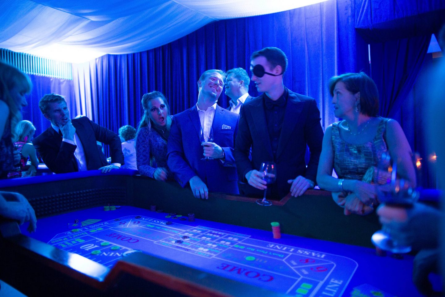 Roulette table at Casino Royale-themed party at this Aman Sveti Stefan Montenegro destination wedding weekend | Photo by Allan Zepeda
