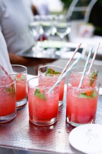 Watermelon drinks at this South Beach-inspired first birthday pool party in the Hamptons | Photo by Cava Photo