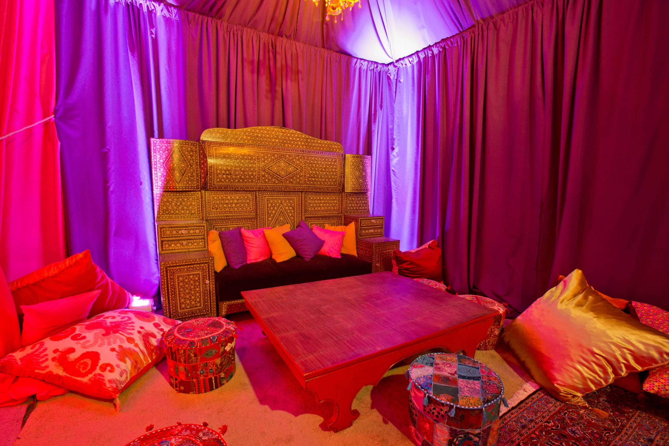 Lounge area at this food festival and souk-inspired bat mitzvah in DC | Photo by Luis Zepeda