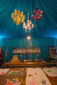 DIY canvas tote station at this food festival and souk-inspired bat mitzvah in DC | Photo by Luis Zepeda