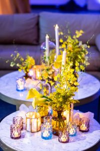 Table decor at this Brooklyn Museum rehearsal dinner in NYC | Photo by Gruber Photo