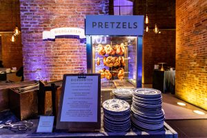 Pretzel station at this Brooklyn Museum rehearsal dinner in NYC | Photo by Gruber Photo