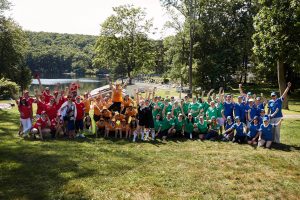 All the teams at field day at this camp-themed wedding weekend at Cedar Lakes Estate in Upstate NY, USA | Photo by Christian Oth Studios