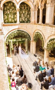 Ceremony decorated with peonies, jasmine, and tuberose by Theirry Boutemy at Palača Sponza at this Dubrovnik Wedding in Croatia | Photo by Robert Fairer