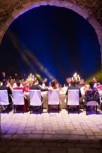 Evening dinner party at Fort Lovrijenac at this Dubrovnik wedding in Croatia | Photo by Robert Fairer