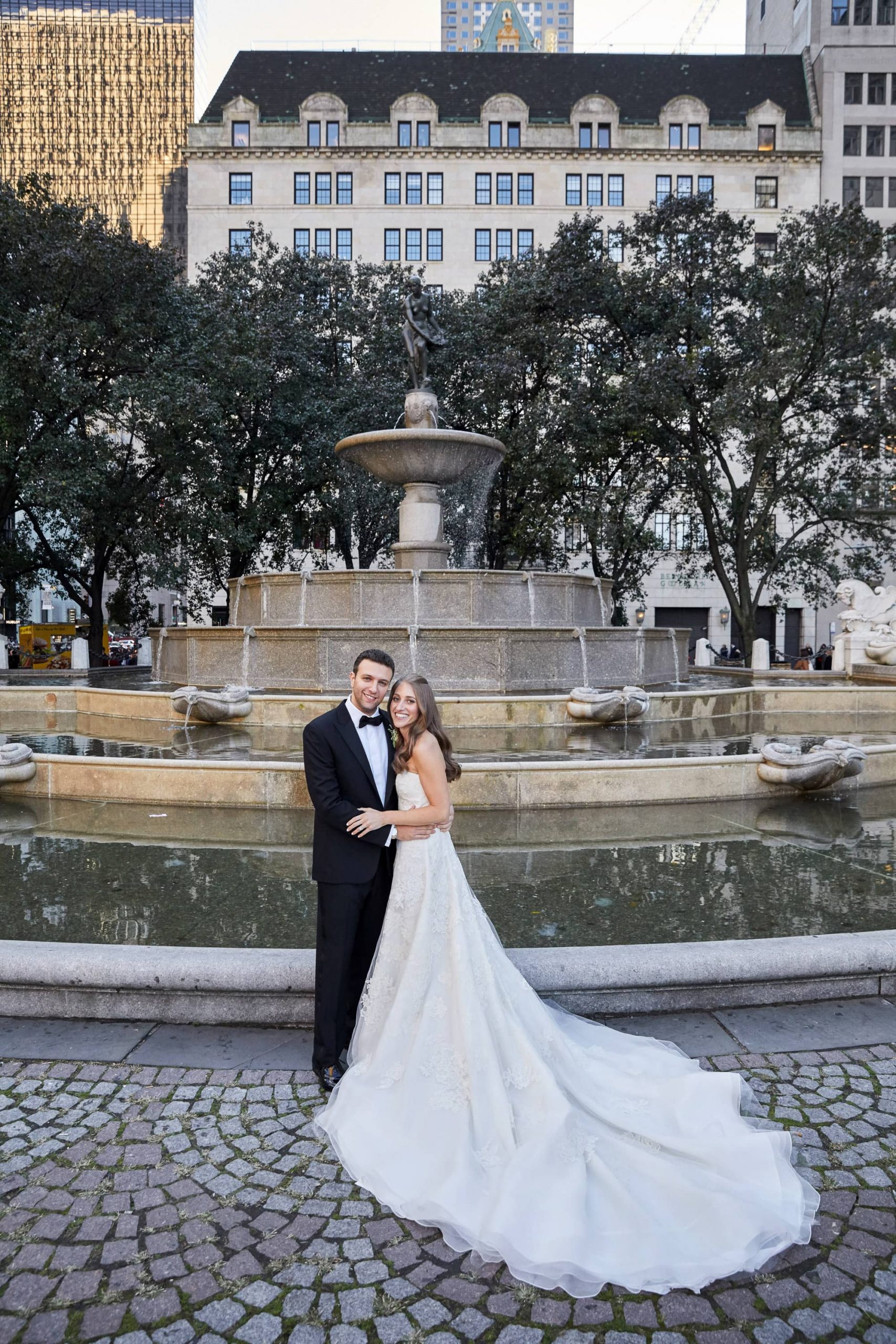Bride and groom at this classic autumn wedding at The Plaza in NYC | Photo by Christian Oth Studio