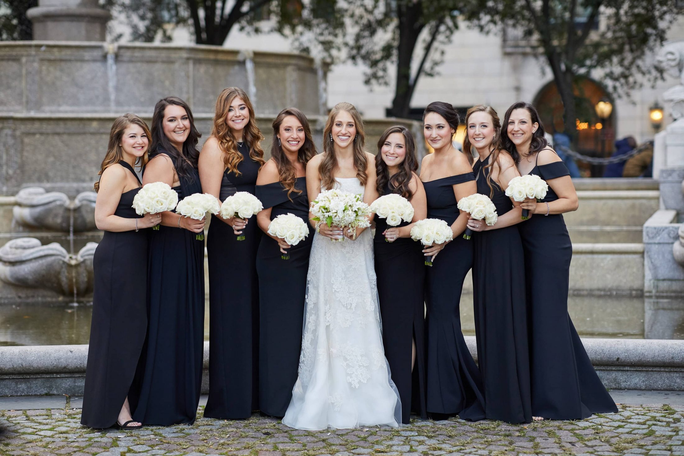 Bride with bridesmaids at this classic autumn wedding at The Plaza in NYC | Photo by Christian Oth Studio