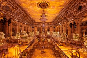 Gilded reception decor at this classic autumn wedding at The Plaza in NYC | Photo by Christian Oth Studio