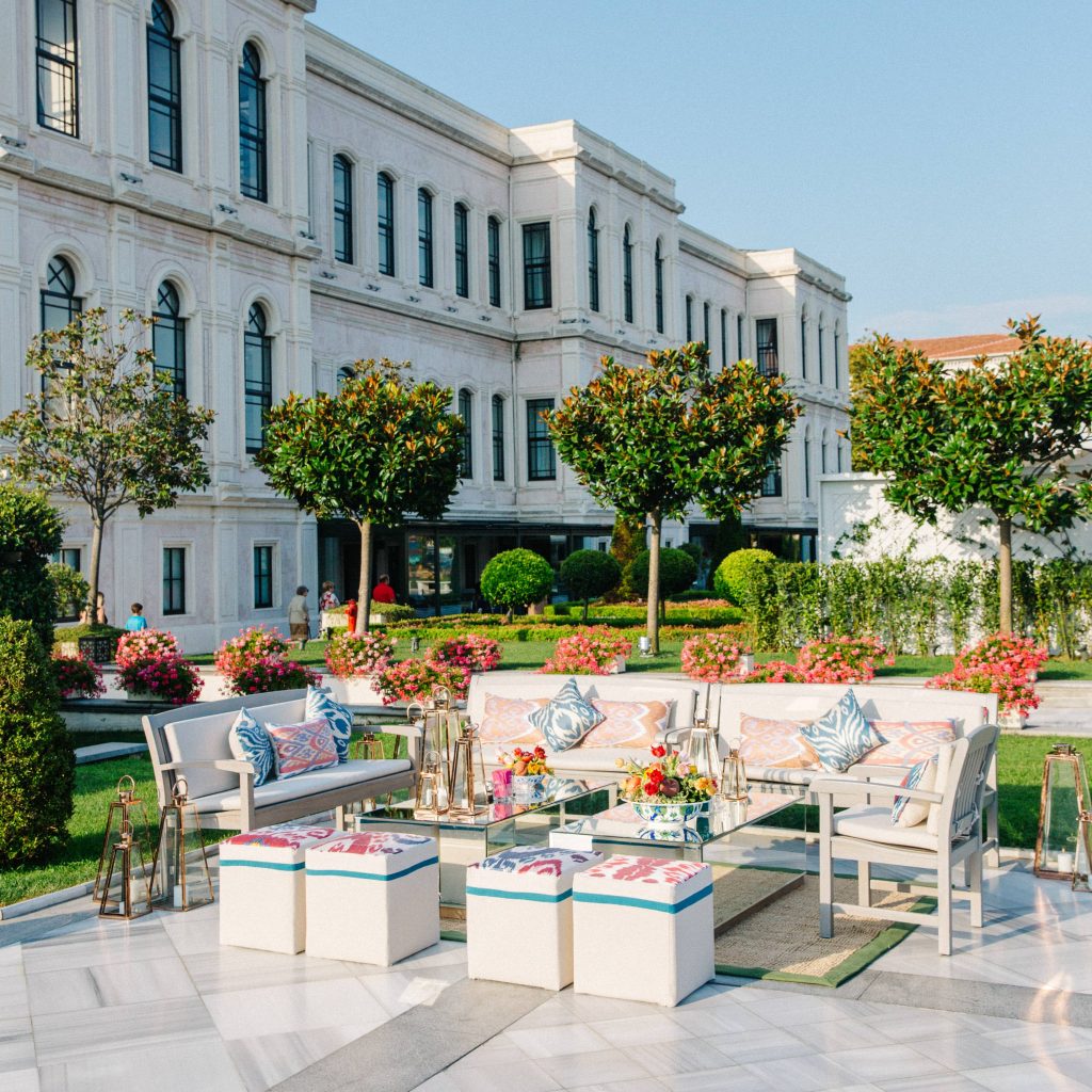 Bright and colorful welcome party at this Istanbul wedding weekend at Four Seasons Bosphorus | Photo by Allan Zepeda