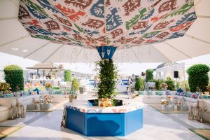 Bright and colorful welcome party tent details at this Istanbul wedding weekend at Four Seasons Bosphorus | Photo by Allan Zepeda