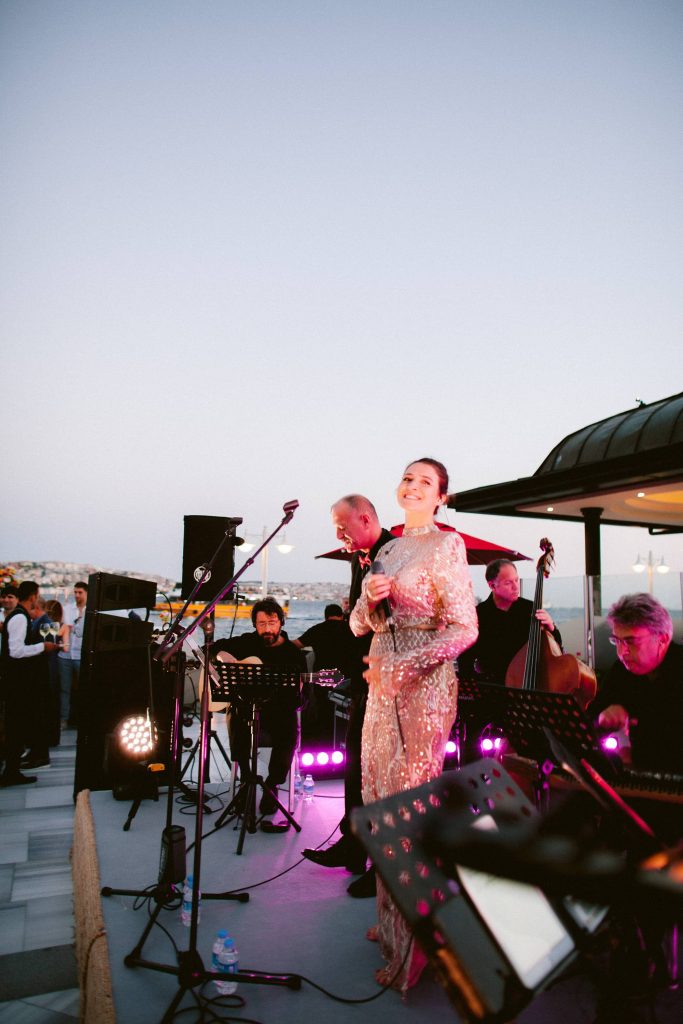 Bright and colorful welcome party entertainment at this Istanbul wedding weekend at Four Seasons Bosphorus | Photo by Allan Zepeda