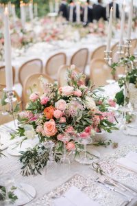 Floral table decor for garden-inspired reception at this Istanbul wedding weekend at Four Seasons Bosphorus | Photo by Allan Zepeda