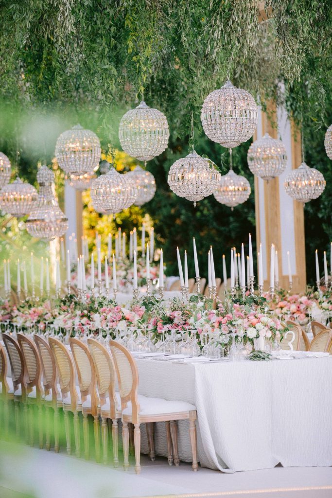 Garden-inspired reception decor at this Istanbul wedding weekend at Four Seasons Bosphorus | Photo by Allan Zepeda