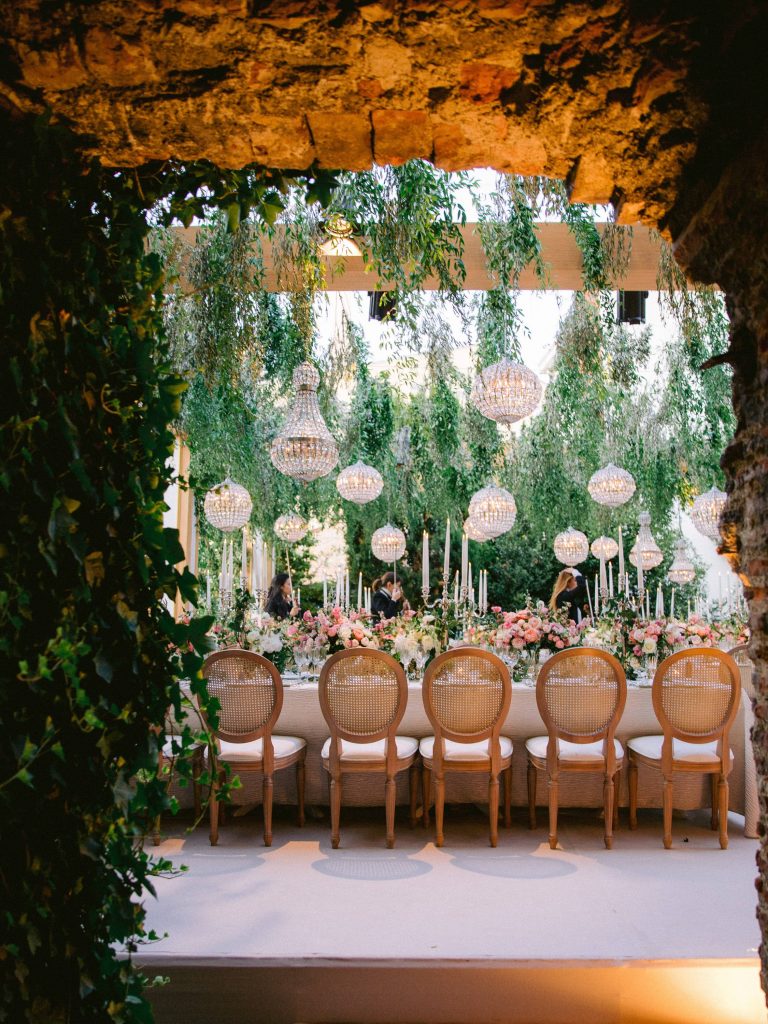 Garden-inspired reception decor at this Istanbul wedding weekend at Four Seasons Bosphorus | Photo by Allan Zepeda