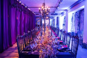 Spooky purple decor at this epic halloween party at The Standard in NYC | Photo by Gruber Photographers