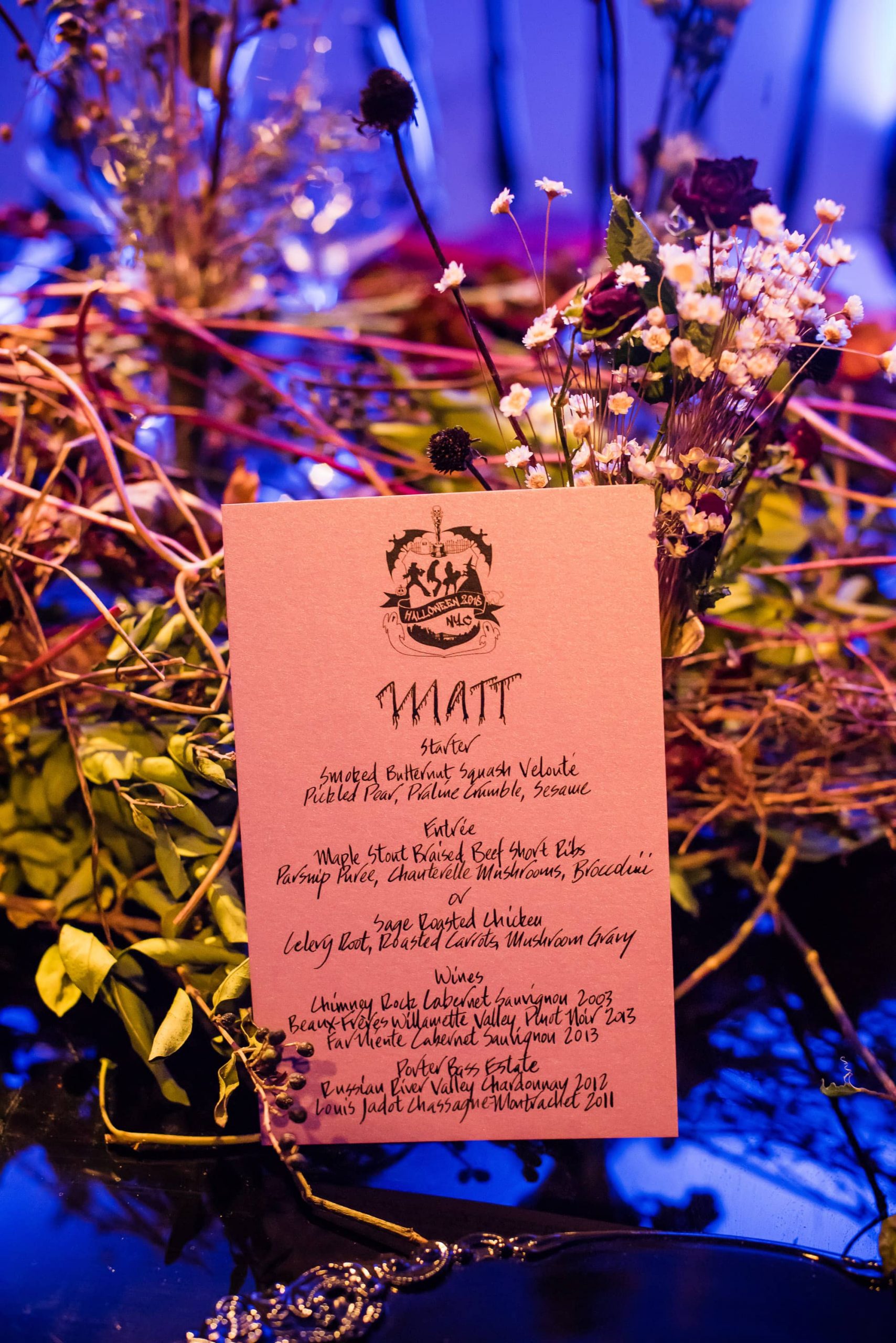 Guest and menu stationery at this epic halloween party at The Standard in NYC | Photo by Gruber Photographers