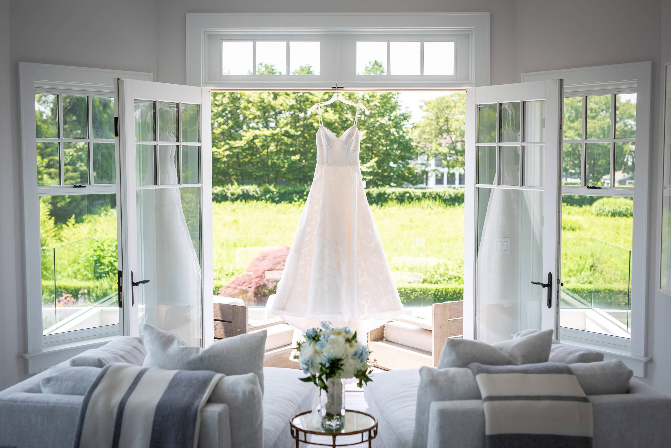 Wedding dress at this Hamptons wedding weekend held at The Parrish Museum | Photo by Roey Yohai Studio