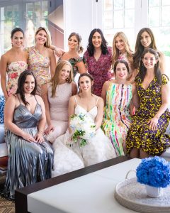 Bride with bridesmaids at this Hamptons wedding weekend held at The Parrish Museum | Photo by Roey Yohai Studio