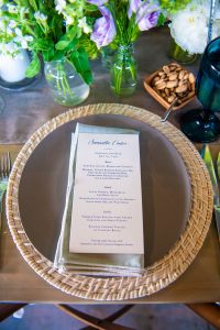 Table setting with menu at this Hamptons wedding weekend held at The Parrish Museum | Photo by Roey Yohai Studio