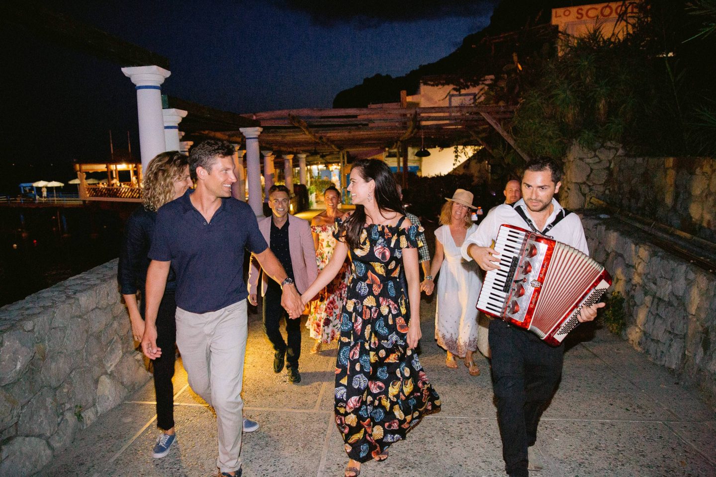Evening pizza party at this Amalfi Coast wedding weekend held Lo Scoglio | Photo by Allan Zepeda
