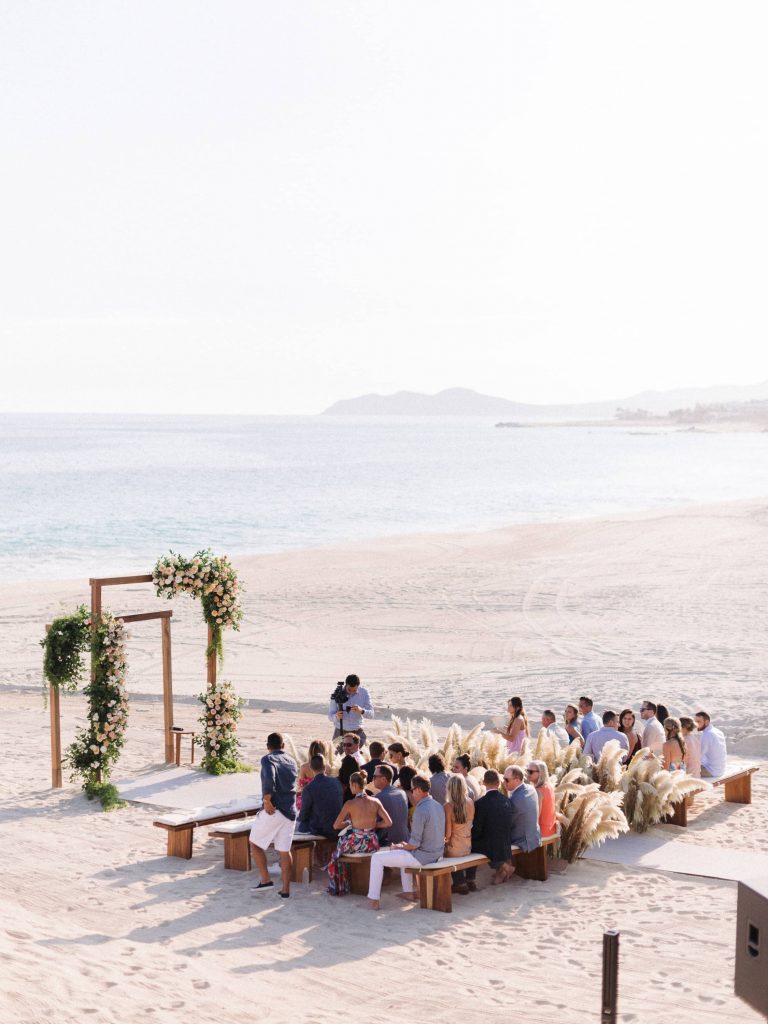 Ceremony on the beach at this Los Cabos wedding in Mexico | Photo by Allan Zepeda