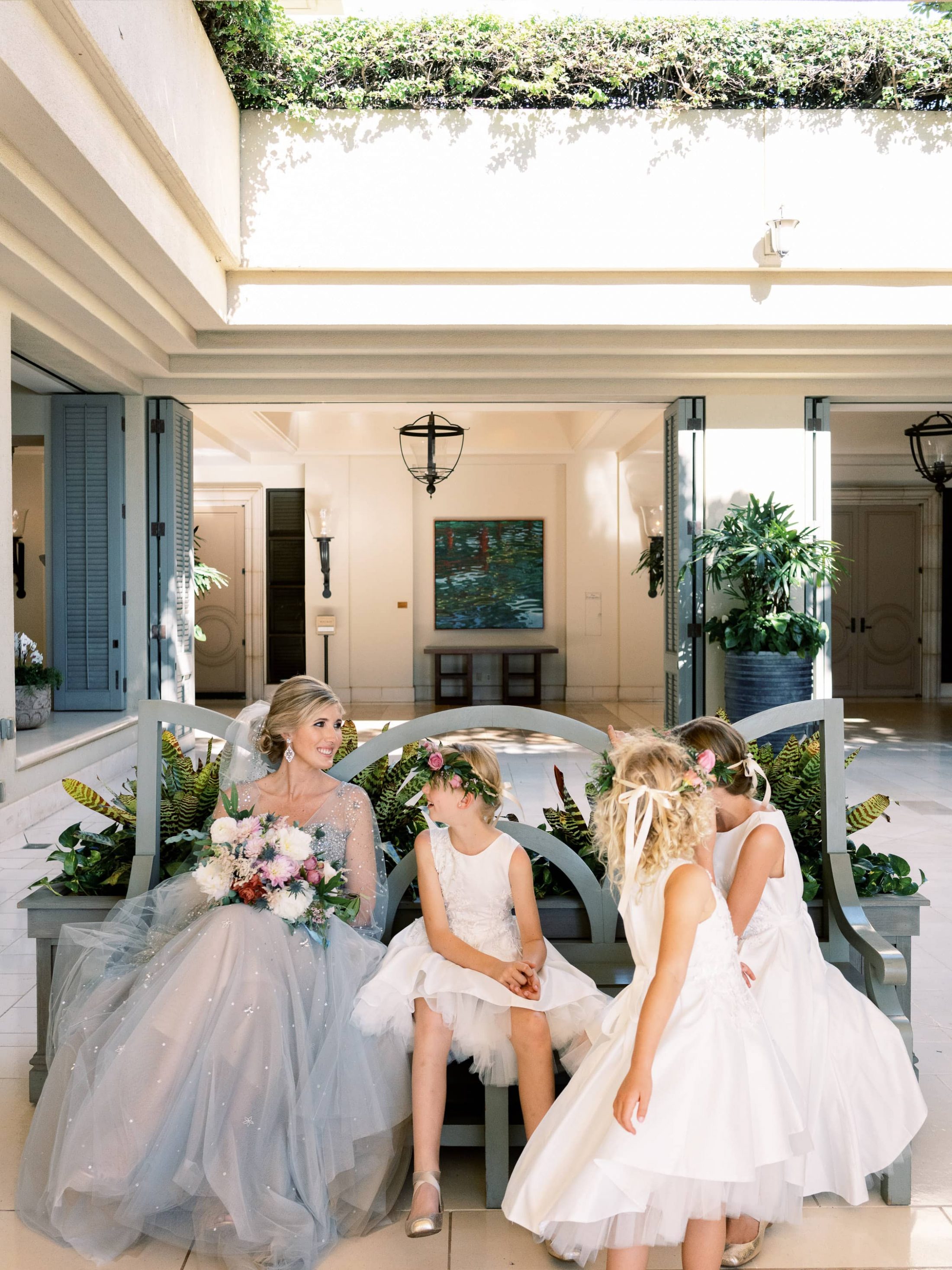 Bride and flower girls at Maui wedding at Four Seasons Resort Maui in Wailea, Hawaii | Photo by James x Schulze