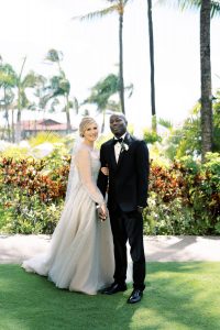 Bride and groom at Maui wedding at Four Seasons Resort Maui in Wailea, Hawaii | Photo by James x Schulze