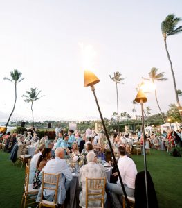 Outdoor reception at Maui wedding at Four Seasons Resort Maui in Wailea, Hawaii | Photo by James x Schulze