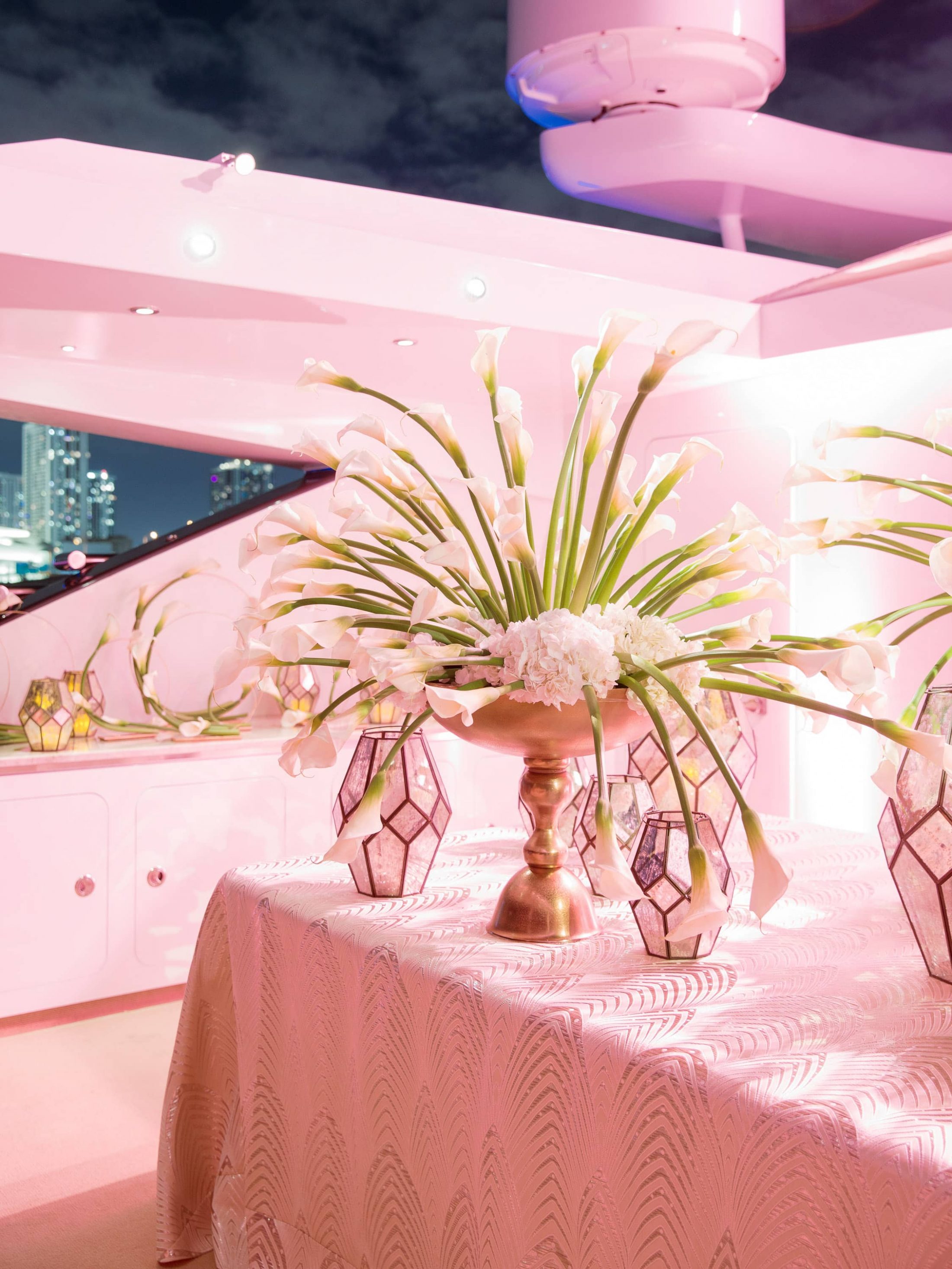 Glamorous reception at this Miami yacht wedding | Photo by Corbin Gurkin