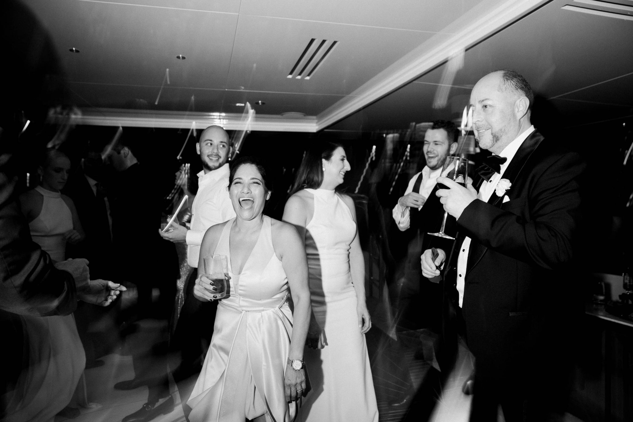 Dancing during reception at this Miami yacht wedding | Photo by Corbin Gurkin