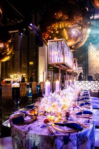 Champagne bottle-inspired reception at this NYE wedding in New York City | Photo by Gruber Photo