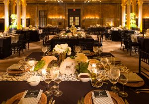 Reception and table decor at this New York Public Library wedding | Photo by Genevieve de Manio
