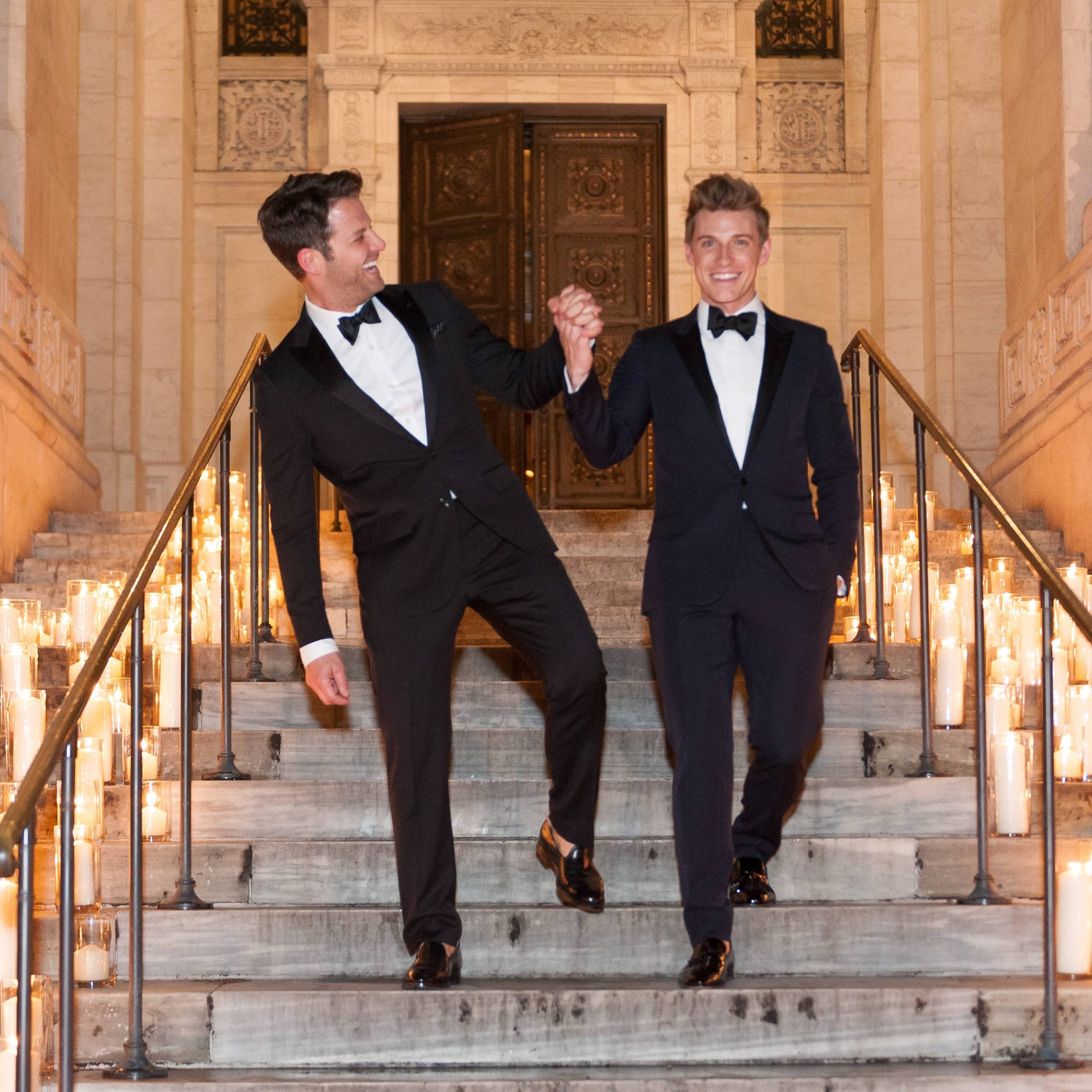 Grooms at this New York Public Library wedding | Photo by Genevieve de Manio
